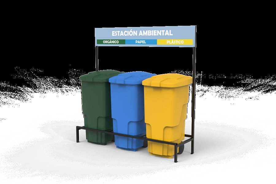 Estación ambiental Rotoking con separación orgánico, papel y plástico